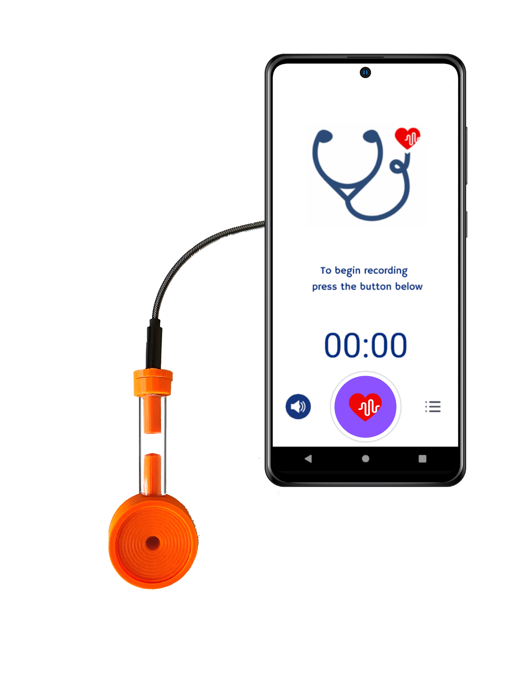 stehoscope attached to phone with app